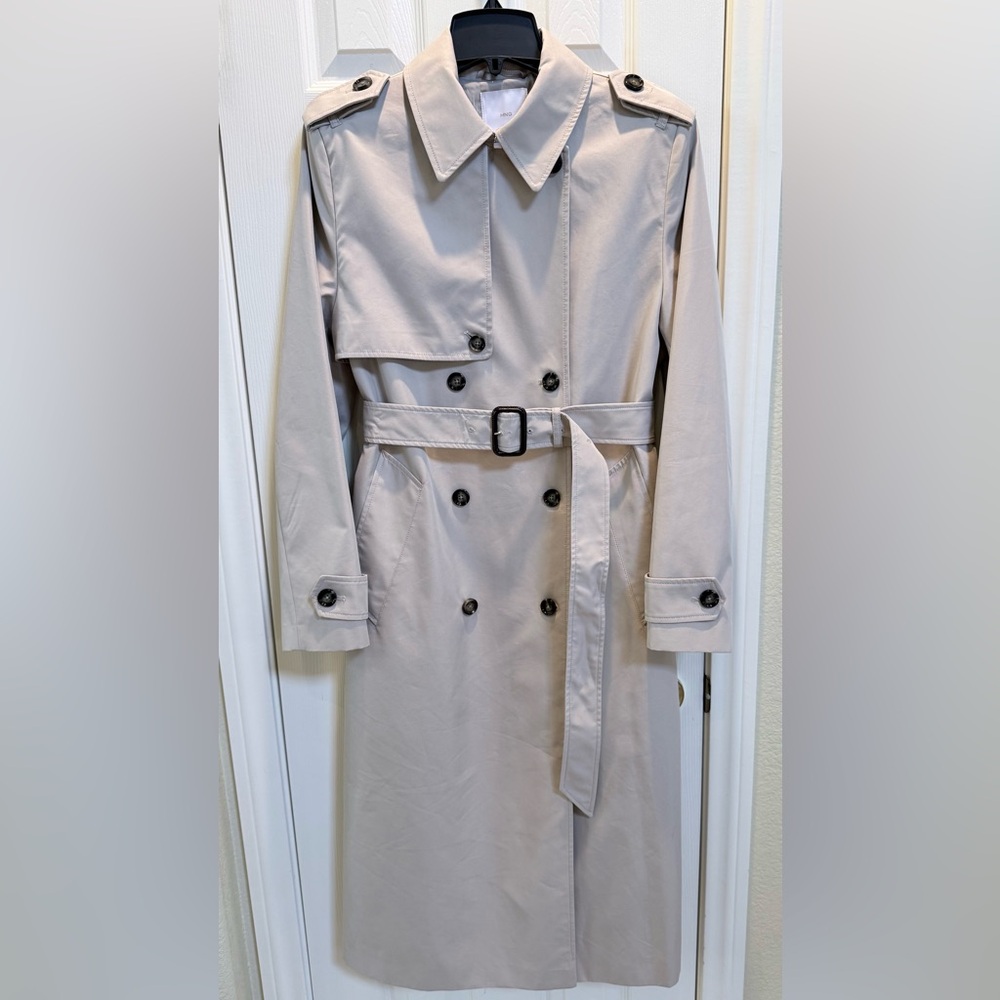 Mango Beige Double-Breasted Trench Coat. Med. Perfect.